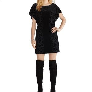 FLUTTER SLEEVE VELVET BLOUSON BLACK DRESS